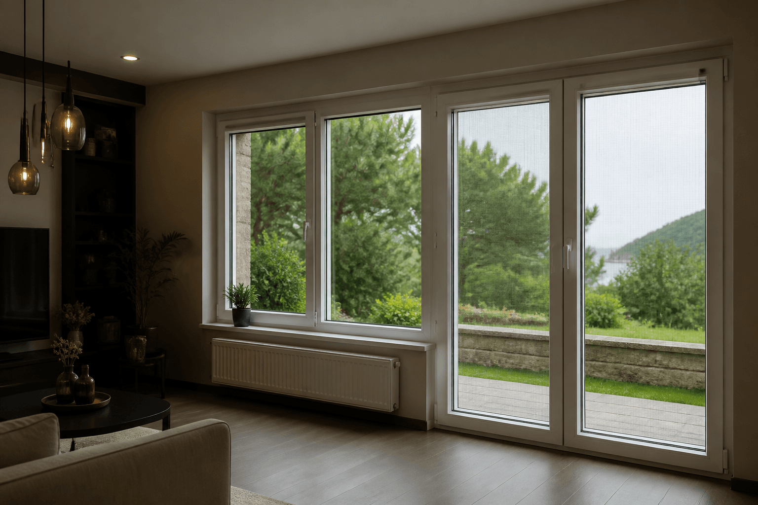 Gerze'de Kuzey Yapı tarafından uygulanan beyaz PVC pencere ve balkon kapısı